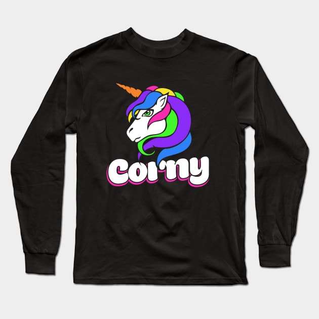 Corny Unicorn humor Long Sleeve T-Shirt by bubbsnugg